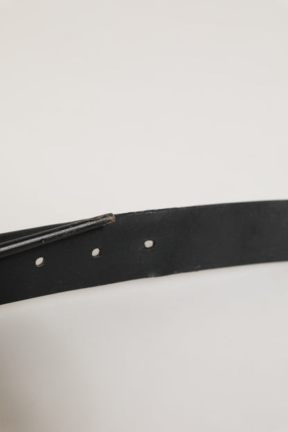 Dolce &amp; Gabbana Herrengürtel aus schwarzem Leder mit klassischer Metallschnalle
