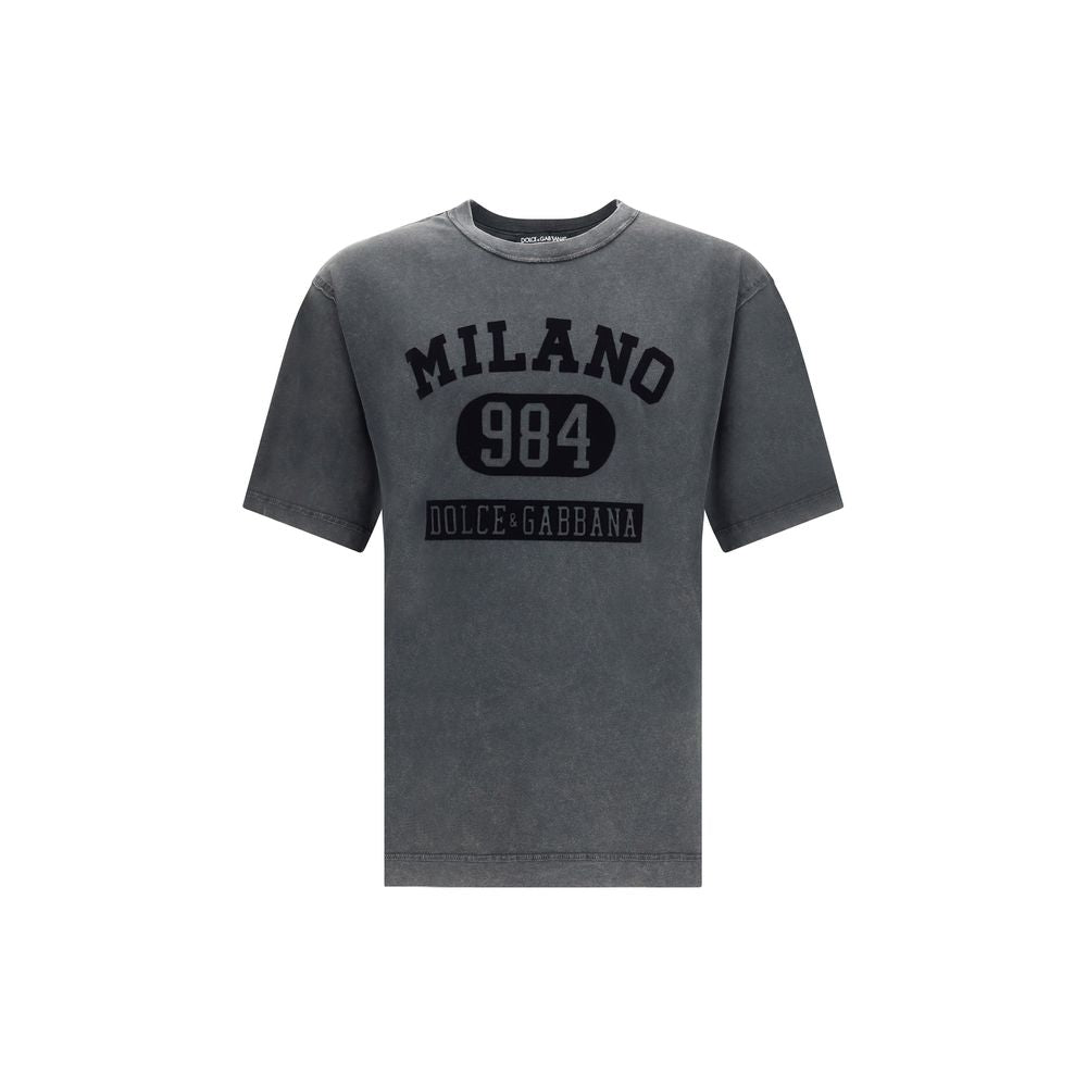 Dolce &amp; Gabbana Baumwoll-T-Shirt mit samtigem Logo