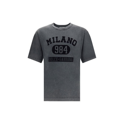 Dolce &amp; Gabbana Baumwoll-T-Shirt mit samtigem Logo
