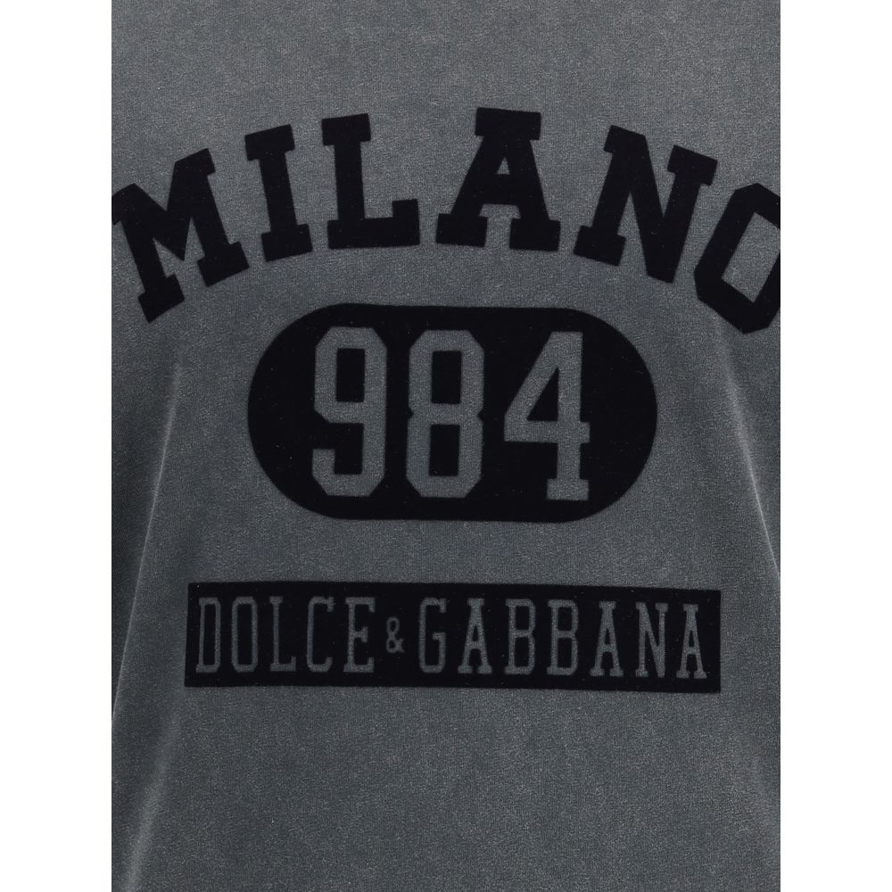 Dolce &amp; Gabbana Baumwoll-T-Shirt mit samtigem Logo