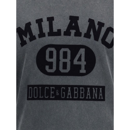 Dolce &amp; Gabbana Baumwoll-T-Shirt mit samtigem Logo
