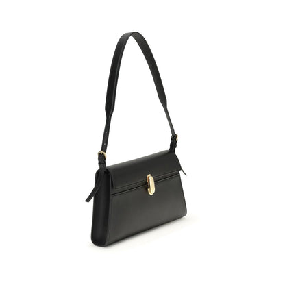 Savette Black Calf Leather Bos Taurus Shoulder Bag
