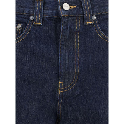 Khaite Blue Cotton Relaxed Fit Jeans