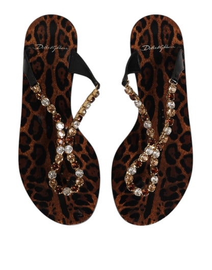 Dolce &amp; Gabbana Schwarze Kristalle Flats Sandalen Beachwear Schuhe