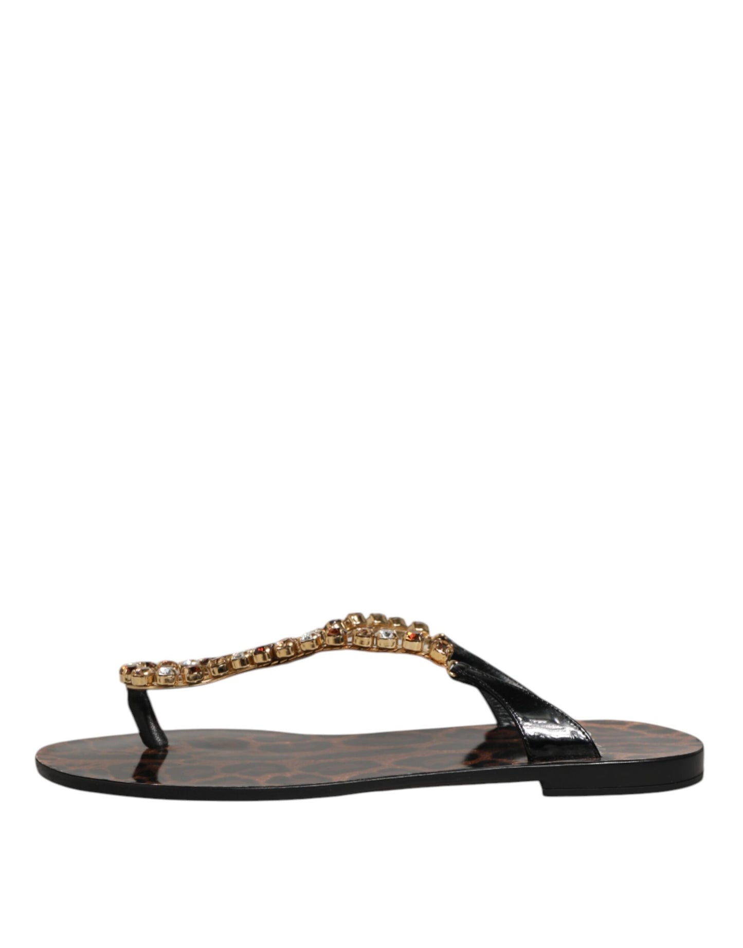 Dolce &amp; Gabbana Schwarze Kristalle Flats Sandalen Beachwear Schuhe