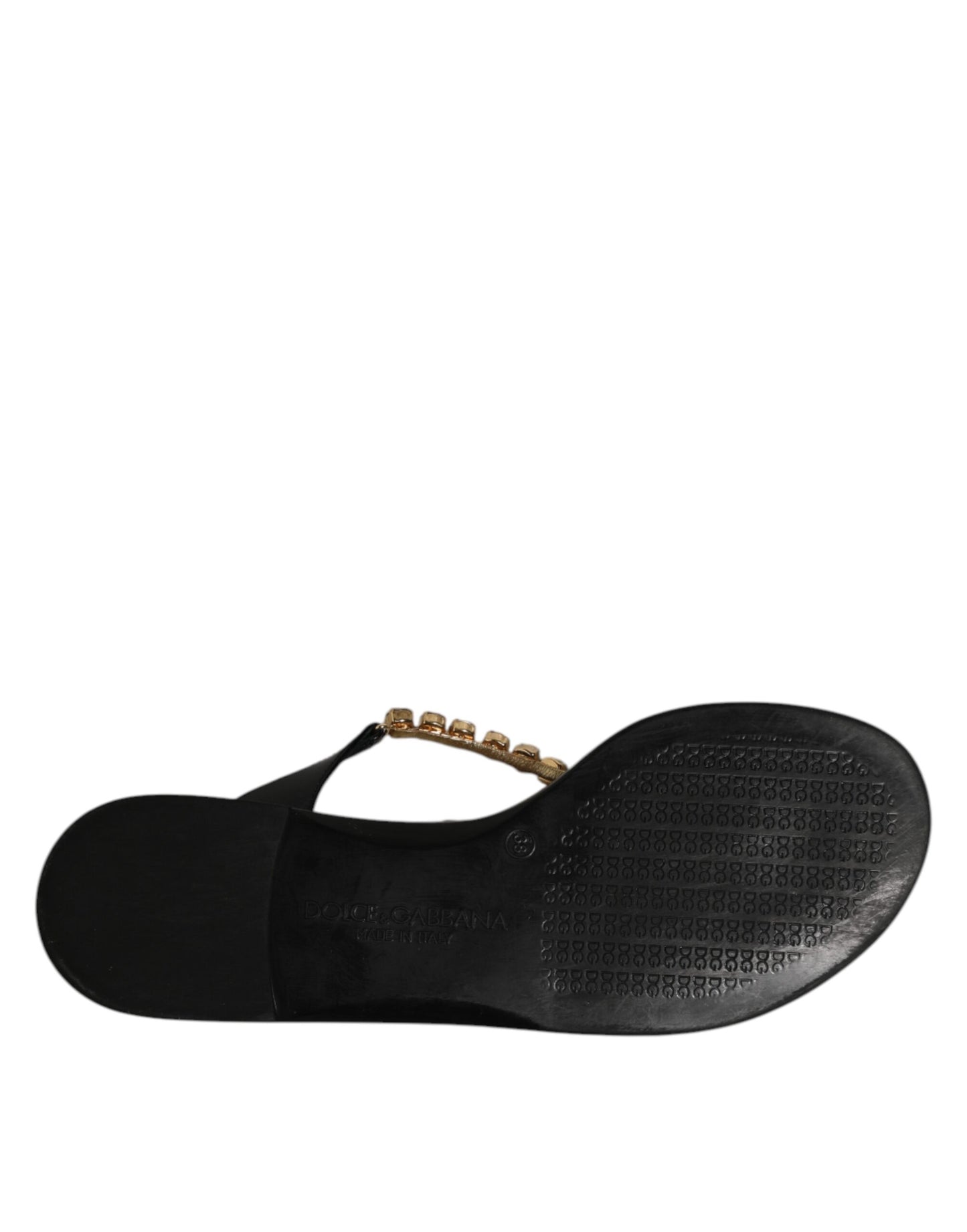 Dolce &amp; Gabbana Schwarze Kristalle Flats Sandalen Beachwear Schuhe