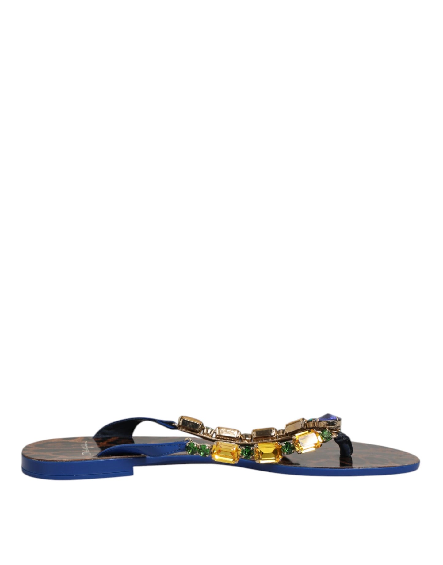 Dolce &amp; Gabbana Blaue Kristalle Flats Sandalen Beachwear Schuhe