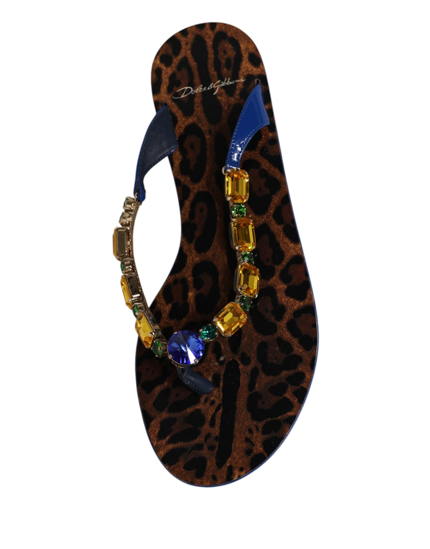 Dolce &amp; Gabbana Blaue Kristalle Flats Sandalen Beachwear Schuhe