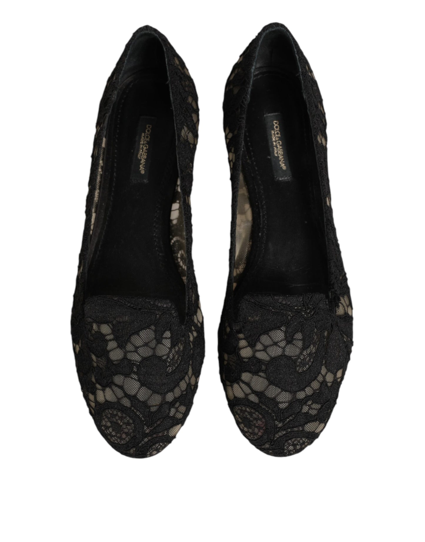 Dolce &amp; Gabbana – Schwarze Taormina-Schlupfschuhe mit Spitze