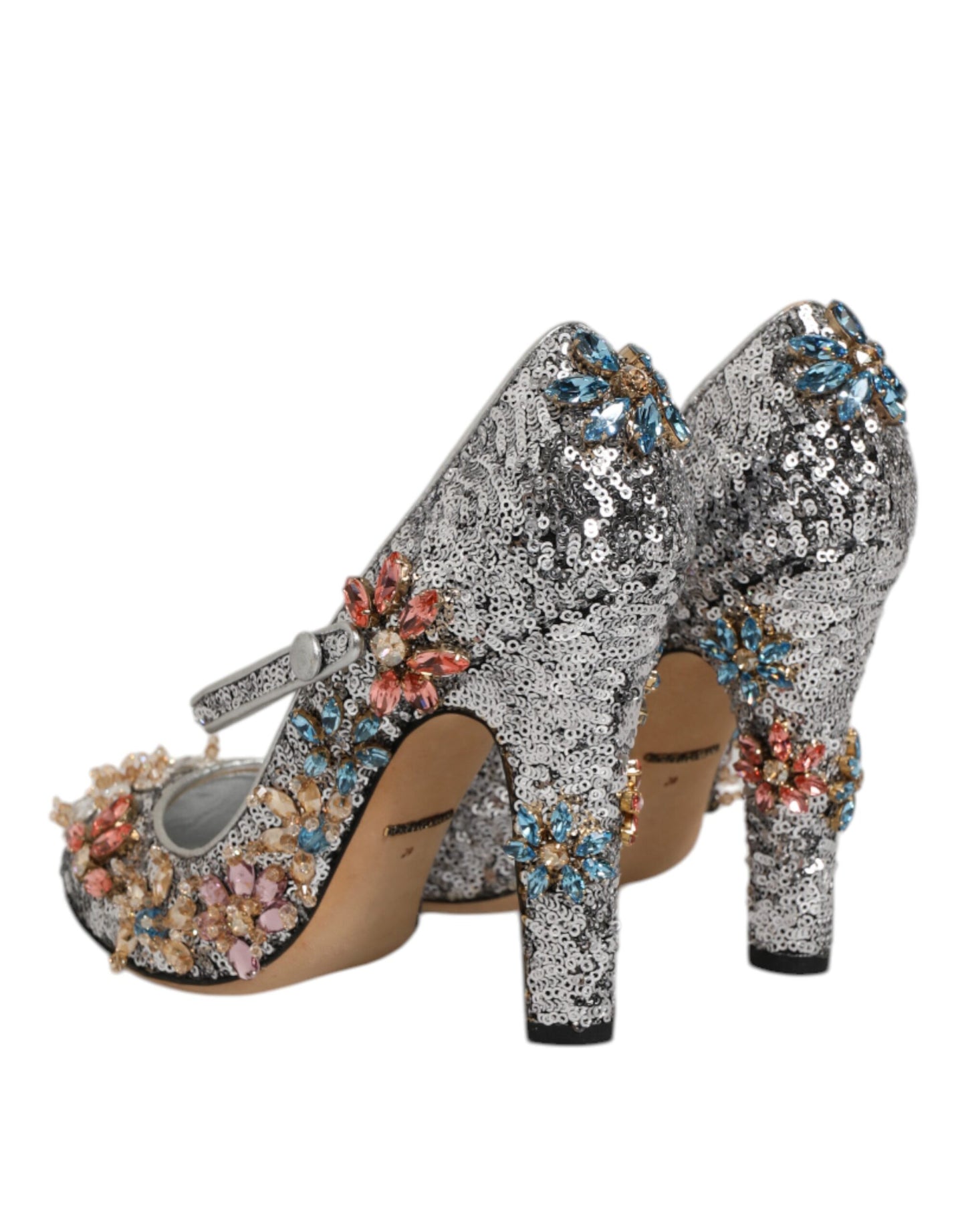 Dolce &amp; Gabbana – Mary Janes-Pumps mit silbernen Pailletten und Kristallen
