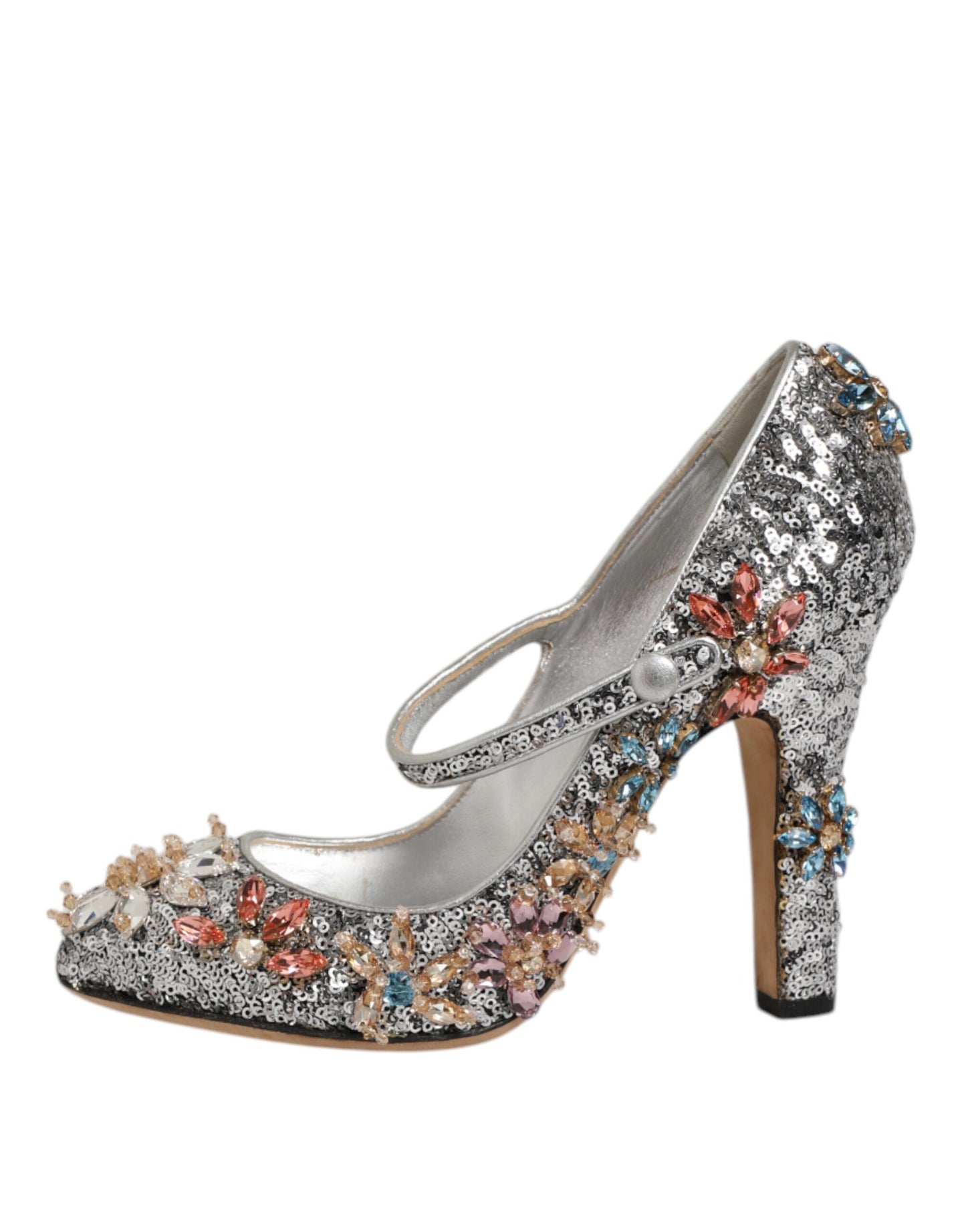 Dolce &amp; Gabbana – Mary Janes-Pumps mit silbernen Pailletten und Kristallen