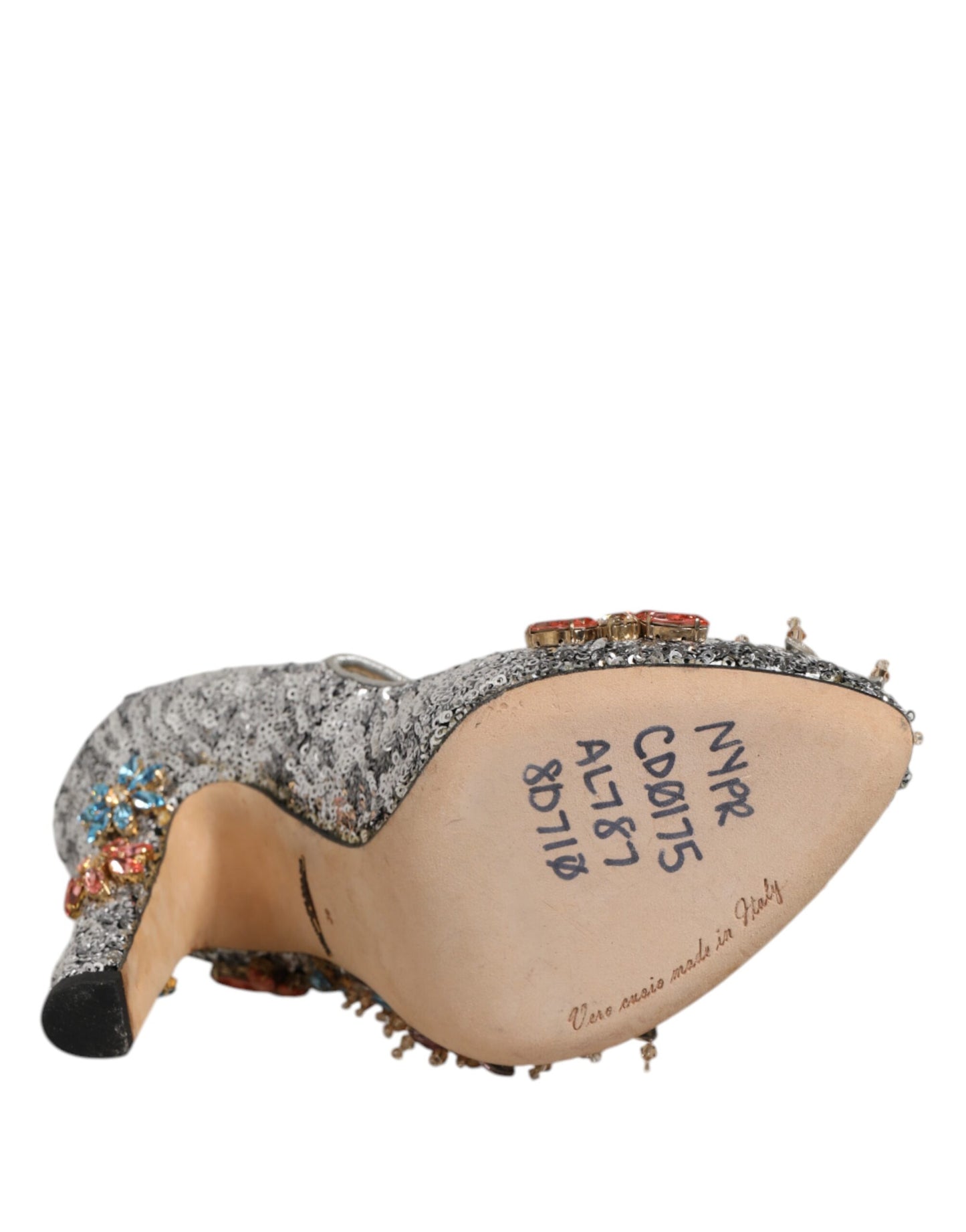 Dolce &amp; Gabbana – Mary Janes-Pumps mit silbernen Pailletten und Kristallen