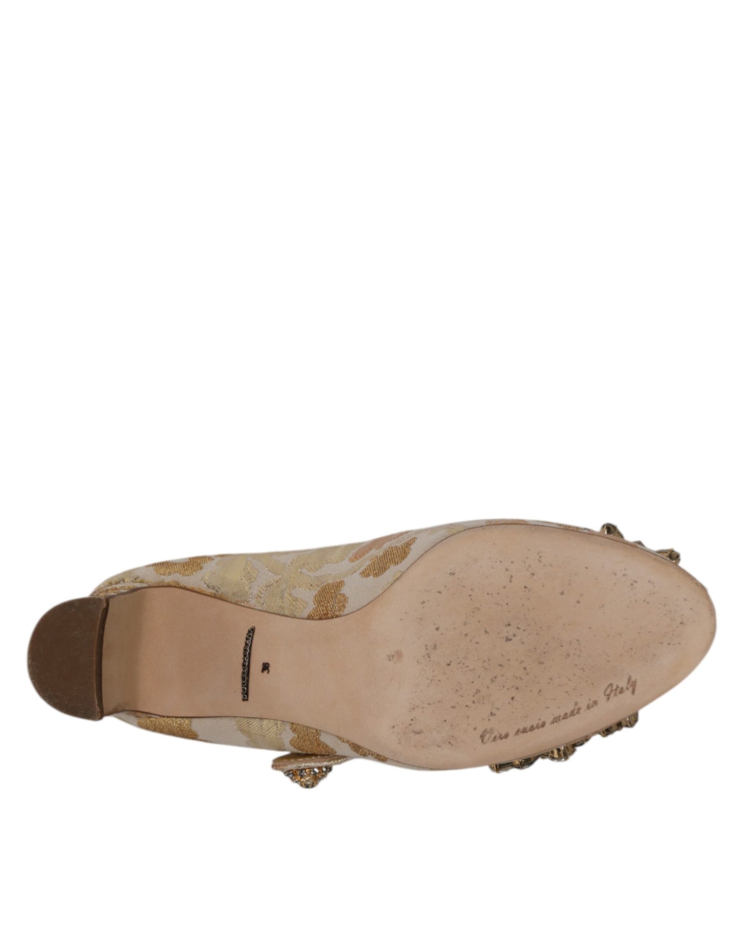 Dolce &amp; Gabbana – Mary Janes-Pumps mit goldenem Jacquard-Kristall