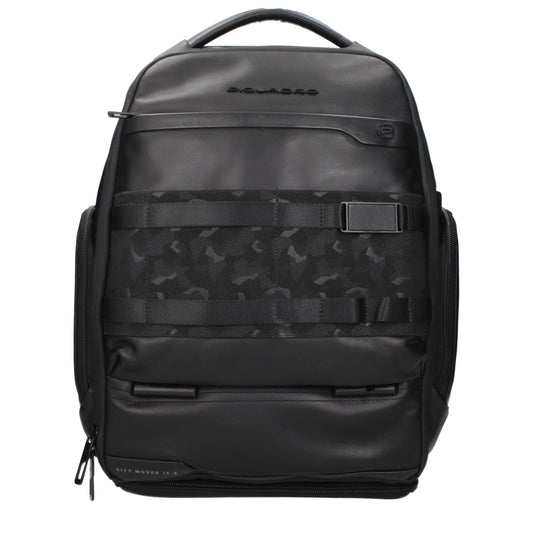 Piquadro Black Leather Backpack