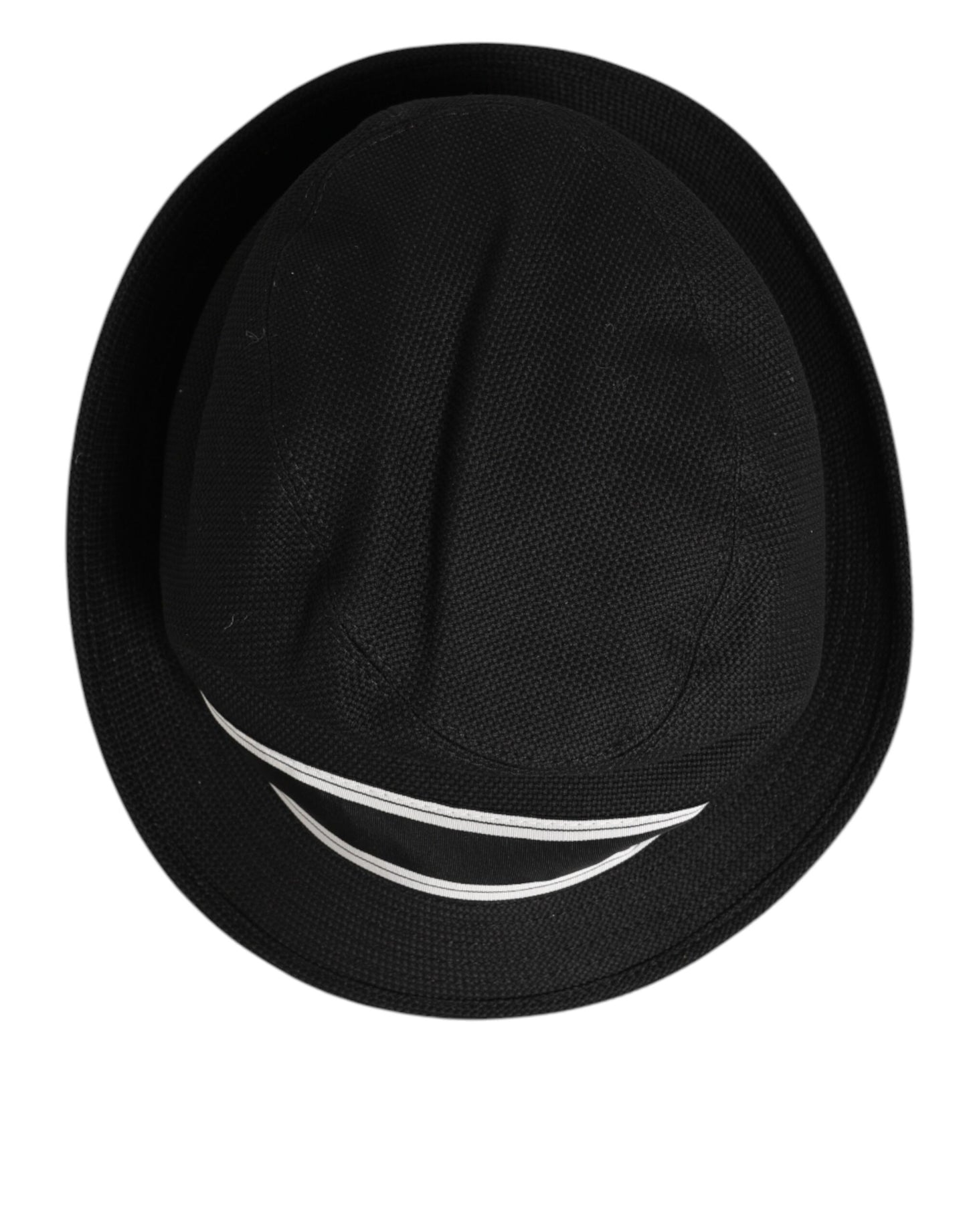 Dolce &amp; Gabbana – Fedora-Hut mit schwarzem Baumwollfutter und gepunktetem Futter