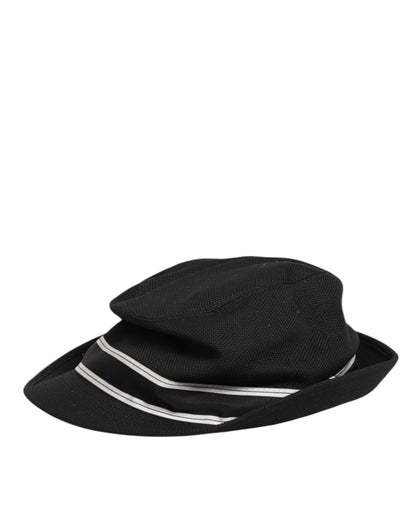 Dolce &amp; Gabbana – Fedora-Hut mit schwarzem Baumwollfutter und gepunktetem Futter