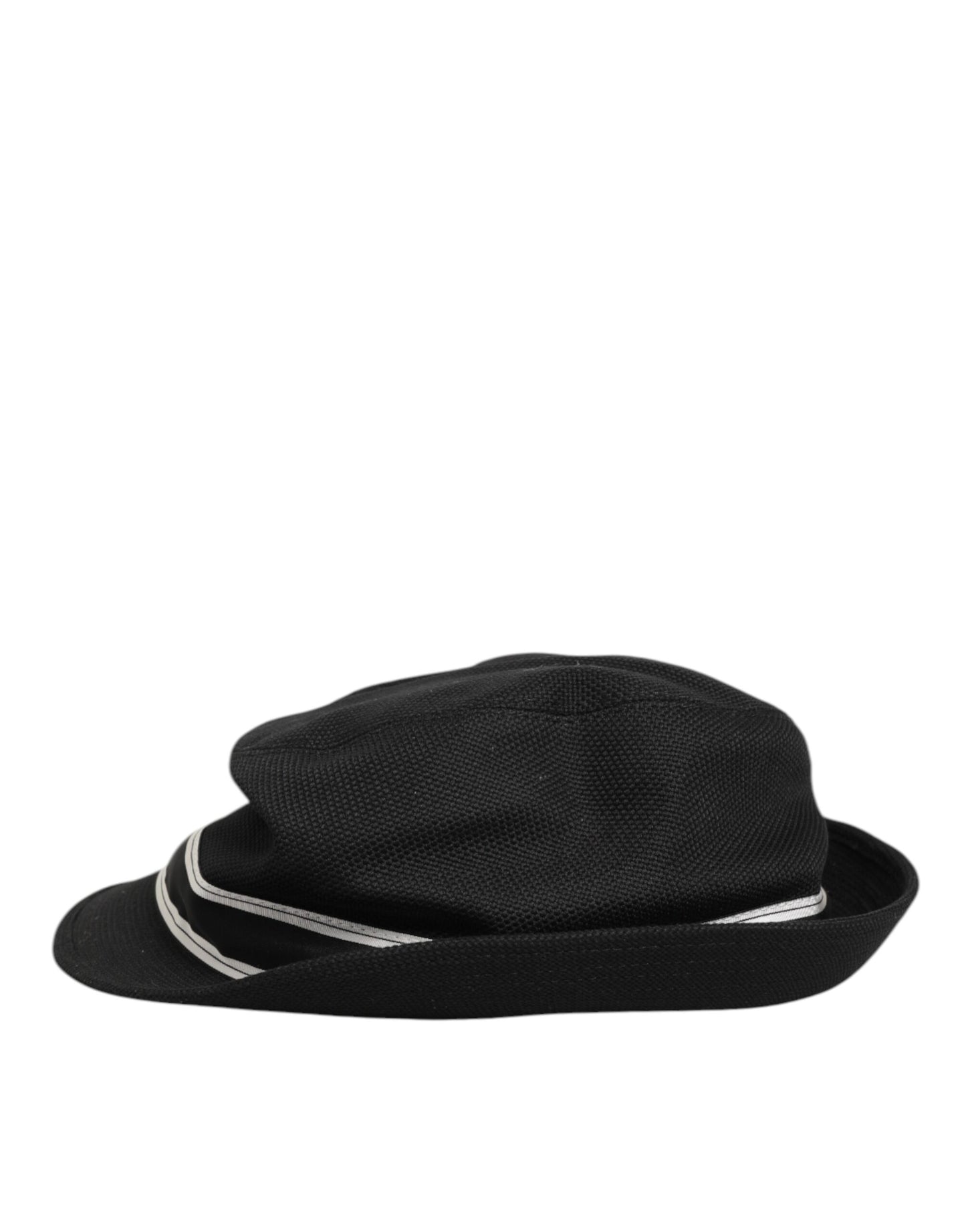 Dolce &amp; Gabbana – Fedora-Hut mit schwarzem Baumwollfutter und gepunktetem Futter