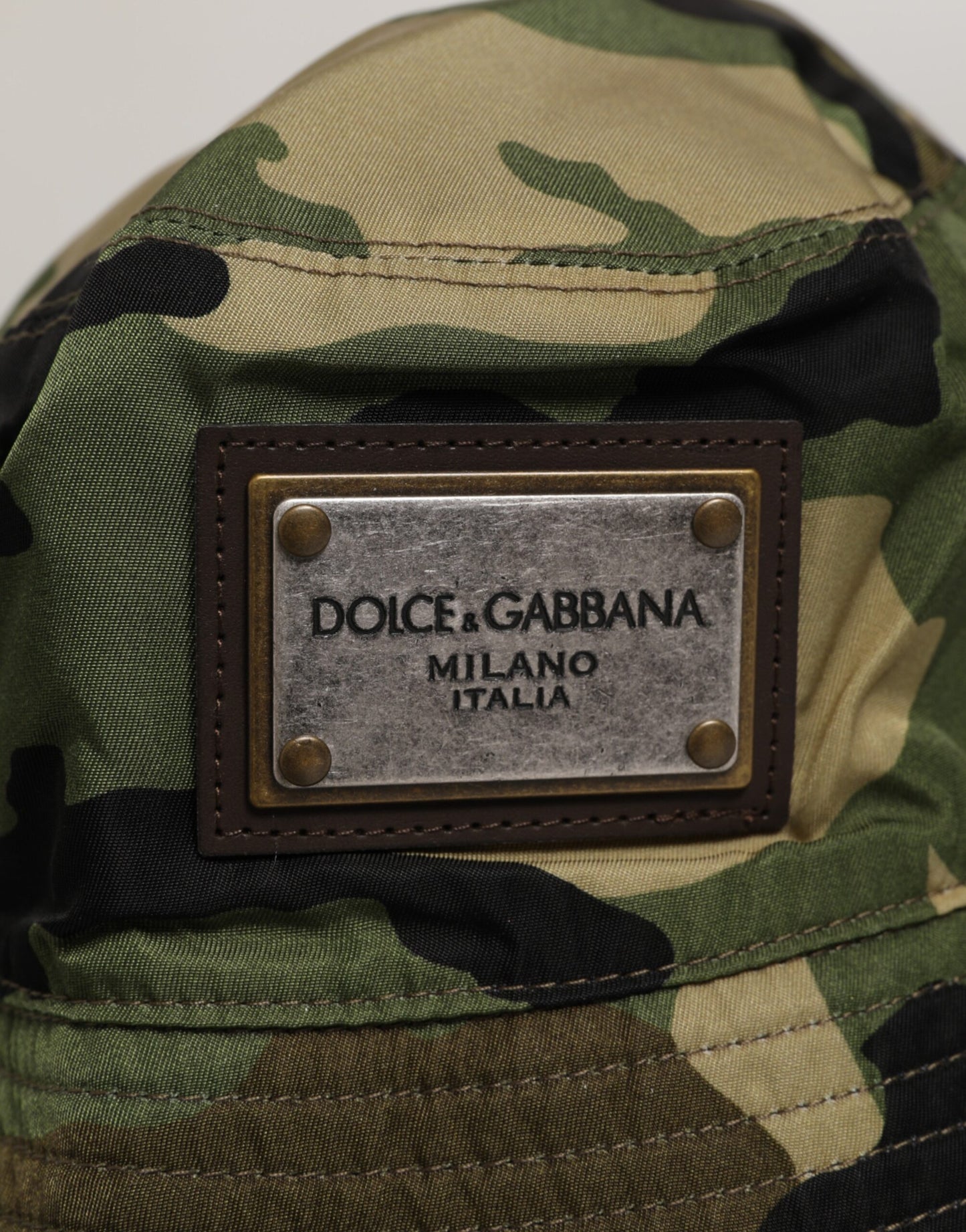 Dolce &amp; Gabbana – Grüne Camouflage-Fischermütze aus Polyamid mit Logo