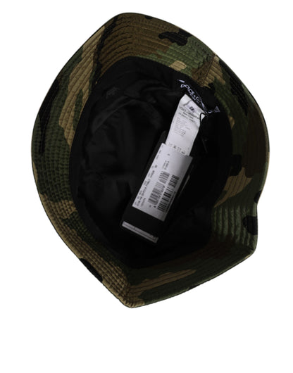 Dolce &amp; Gabbana – Grüne Camouflage-Fischermütze aus Polyamid mit Logo