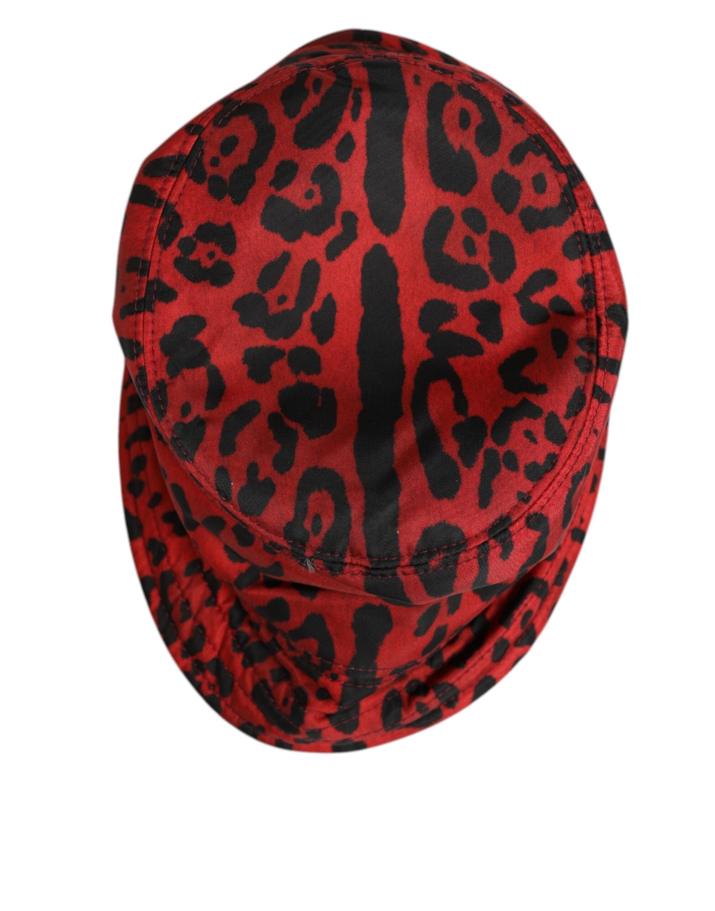 Dolce &amp; Gabbana Rot Schwarz Nylon Leopard Print Bucket Men Cap Hut