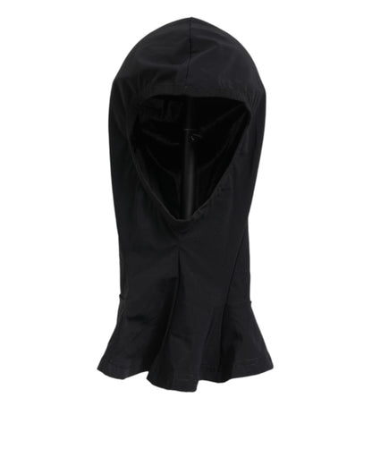 Dolce &amp; Gabbana – Balaclava-Kapuze aus schwarzem Nylon und Elastan, Gesichtsschutzhut