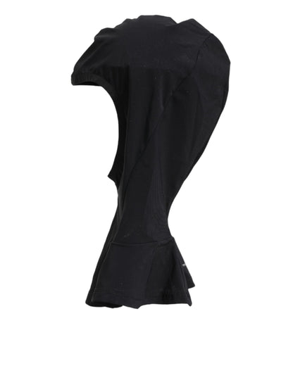 Dolce &amp; Gabbana – Balaclava-Kapuze aus schwarzem Nylon und Elastan, Gesichtsschutzhut