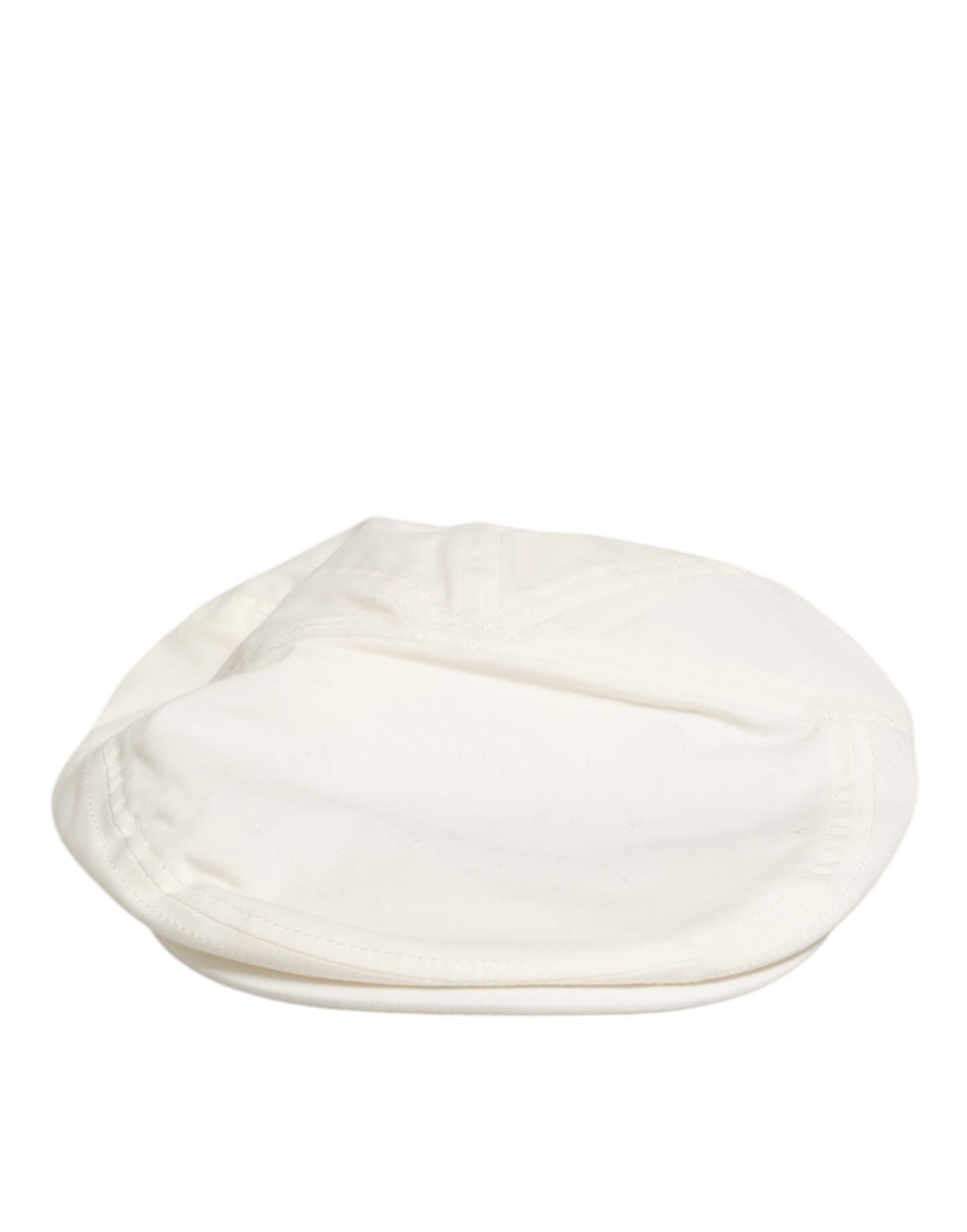 Dolce &amp; Gabbana Weiße Baumwollmischung mit Lederbesatz, flache Herrenmütze