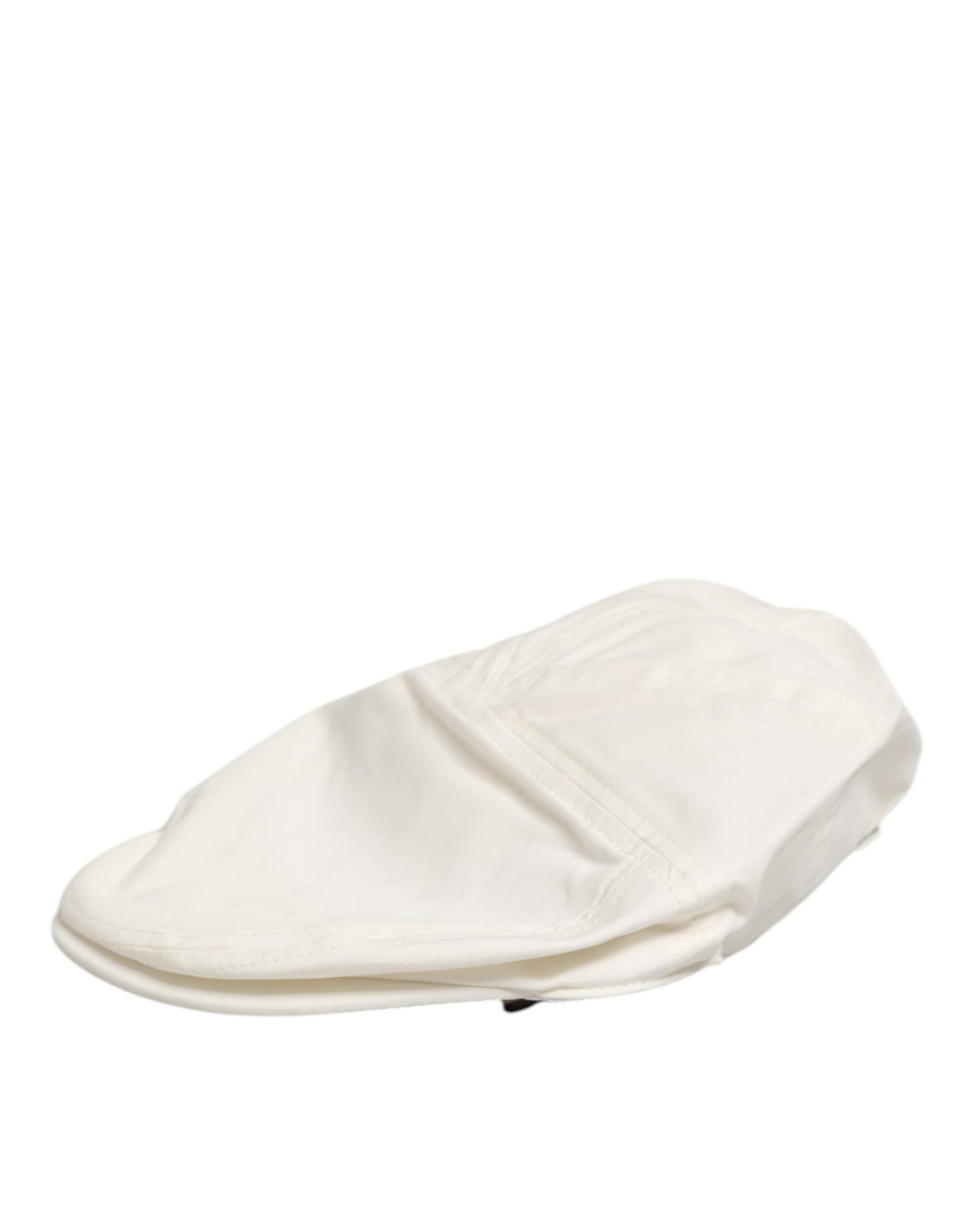Dolce &amp; Gabbana Weiße Baumwollmischung mit Lederbesatz, flache Herrenmütze
