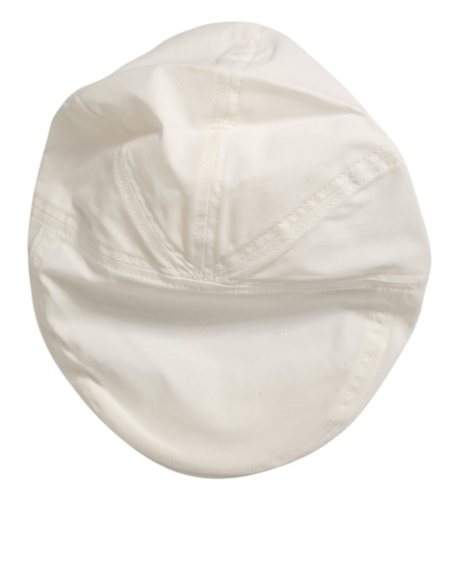 Dolce &amp; Gabbana Weiße Baumwollmischung mit Lederbesatz, flache Herrenmütze