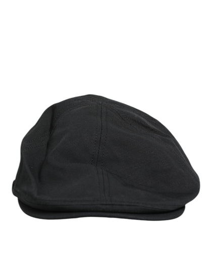 Dolce &amp; Gabbana Schwarze Baumwollmischung Newsboy Herren Stoffmütze