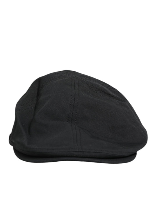 Dolce &amp; Gabbana Schwarze Baumwollmischung Newsboy Herren Stoffmütze