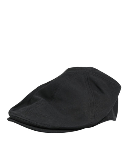 Dolce &amp; Gabbana Schwarze Baumwollmischung Newsboy Herren Stoffmütze