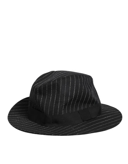Dolce &amp; Gabbana Schwarz gestreifter Fedora-Capello-Hut aus Schurwolle für Herren