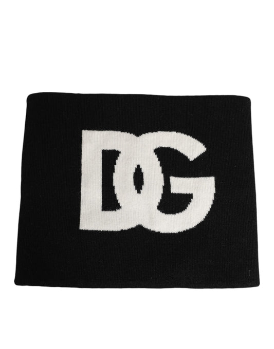 Dolce &amp; Gabbana Schwarzer D&amp;G Logo Kaschmir Strickschal für Herren in Einheitsgröße