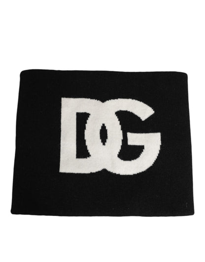 Dolce &amp; Gabbana Schwarzer D&amp;G Logo Kaschmir Strickschal für Herren in Einheitsgröße