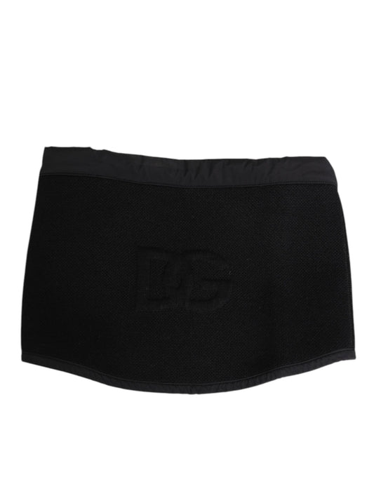 Dolce &amp; Gabbana – Schwarze Stola aus Spitze, gestrickt, DG-Logo, Herren, Einheitsgröße