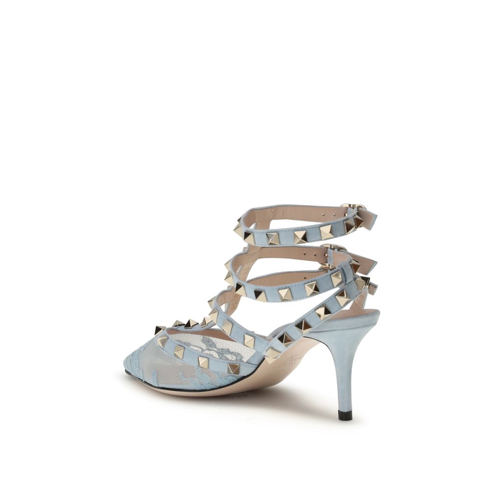 Valentino Garavani Hellblaue Stoff-Pumps mit hohem Absatz