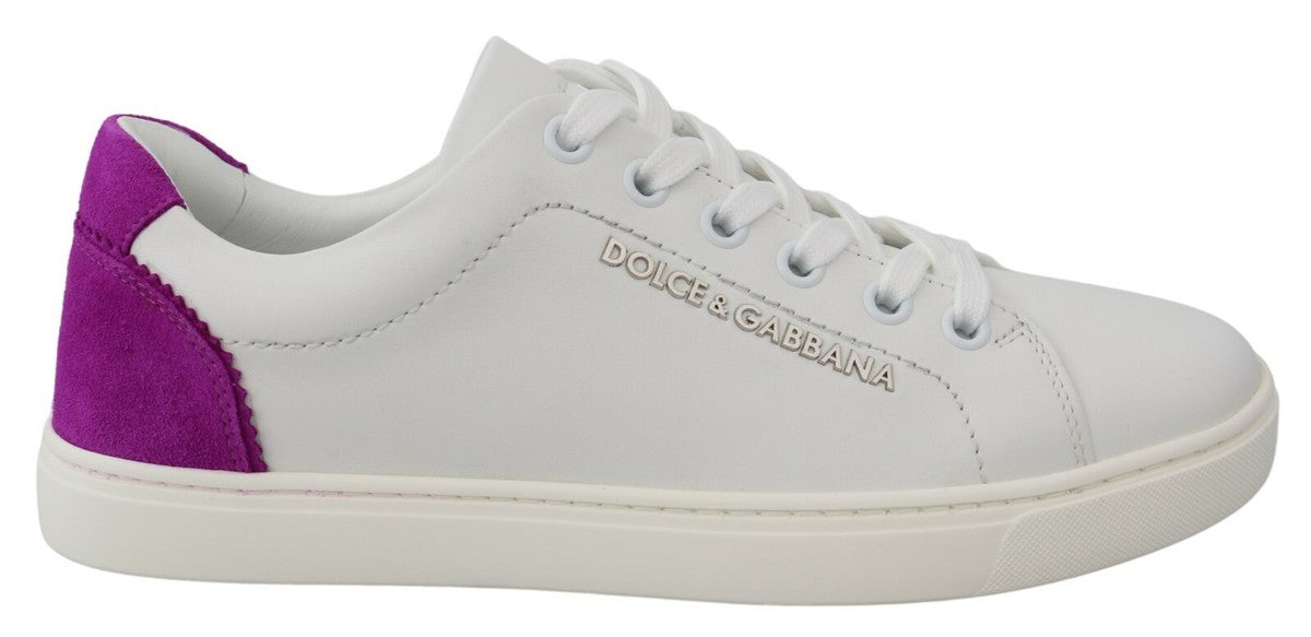 Dolce &amp; Gabbana Weiße Wildleder Low Top Sneakers Schuhe