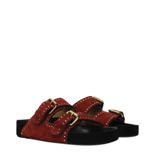 Isabel Marant Rote Leder-Slipper-Sandalen