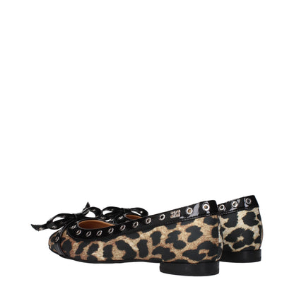 Ganni – Ballerinas aus braunem Stoff