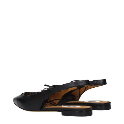 Moschino – Schwarze Leder-Ballerinas