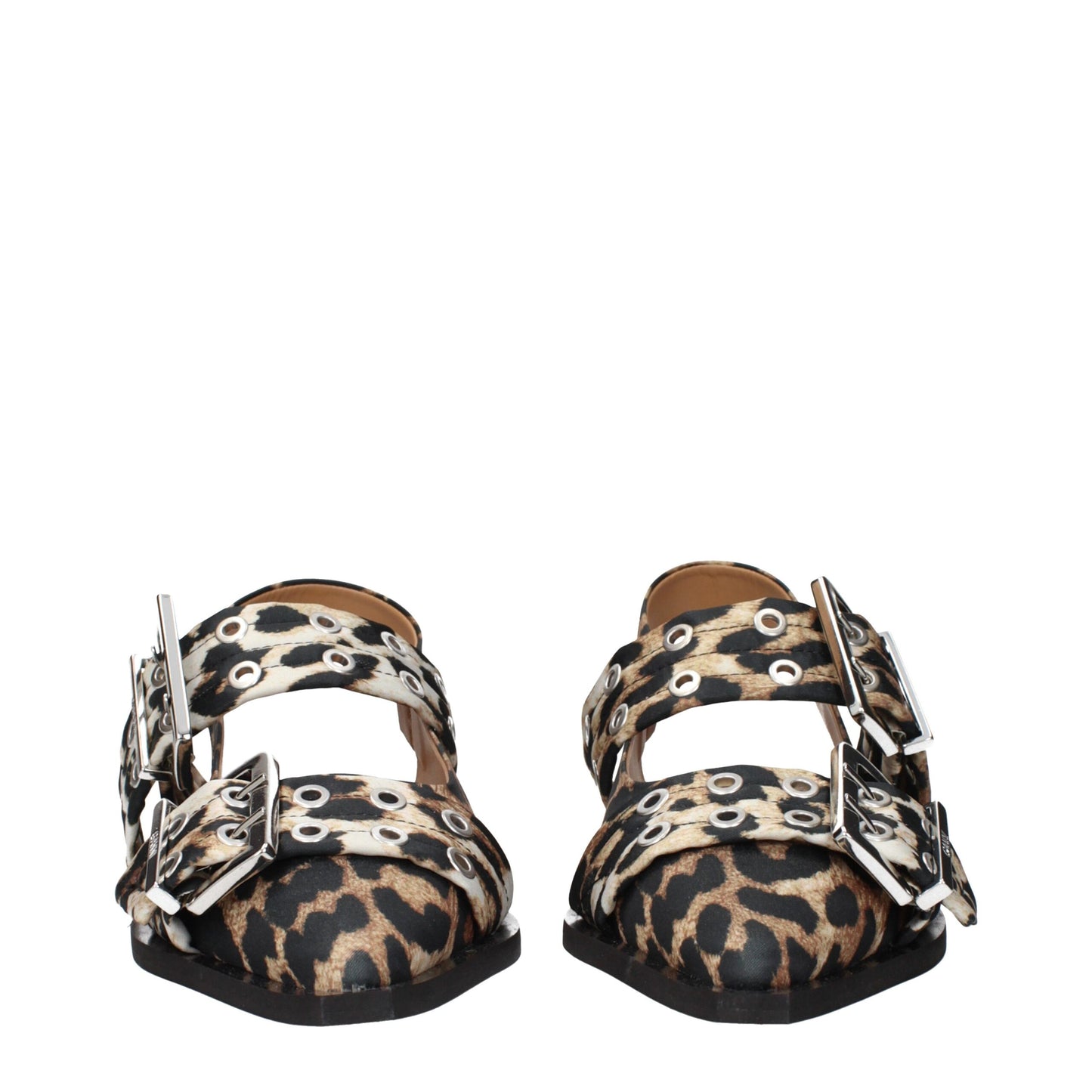 Flache Sandalen aus braunem Stoff von Ganni