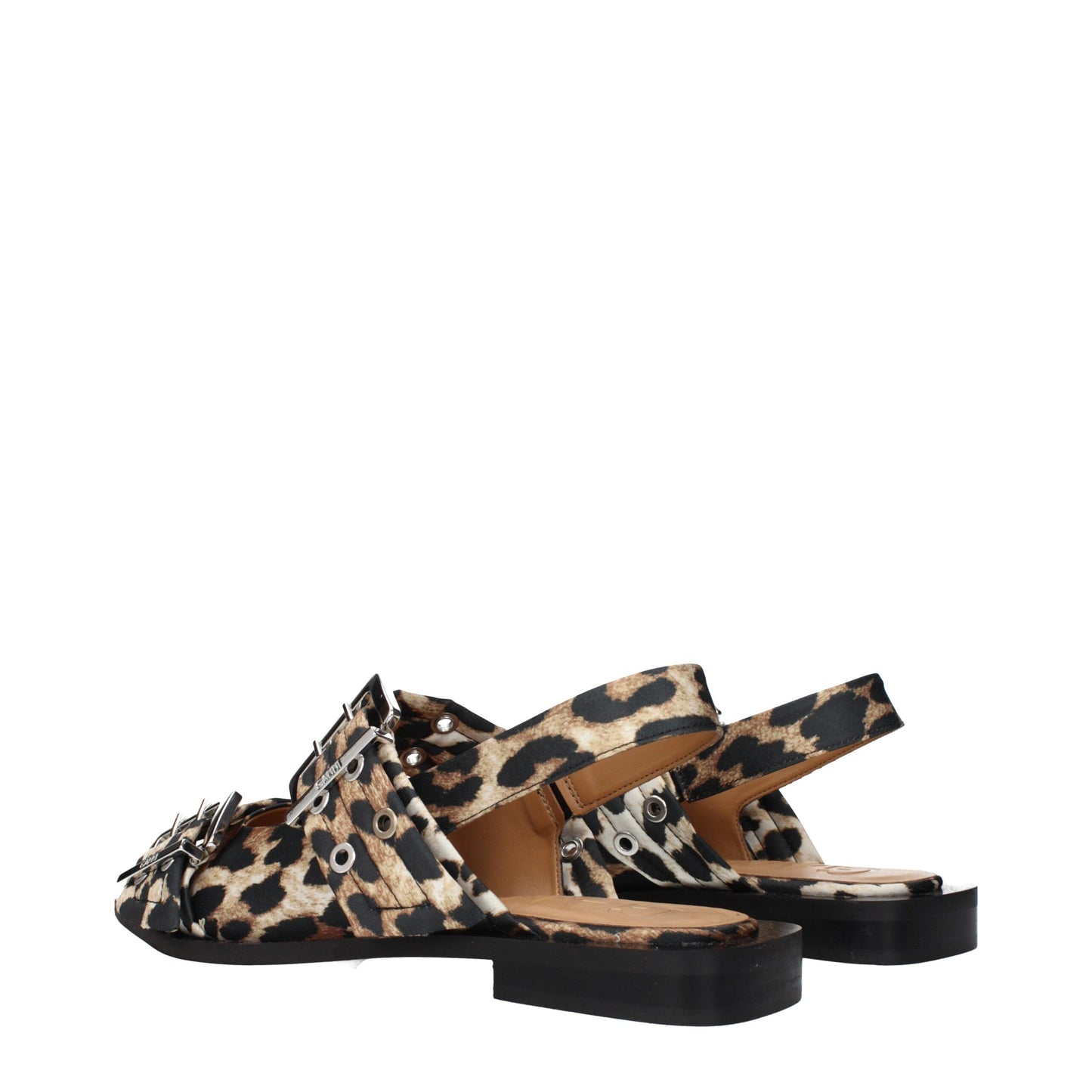 Flache Sandalen aus braunem Stoff von Ganni