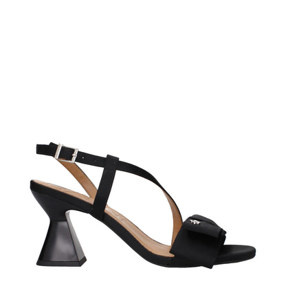 Ganni Schwarze Stoff-Stiletto-Sandalen