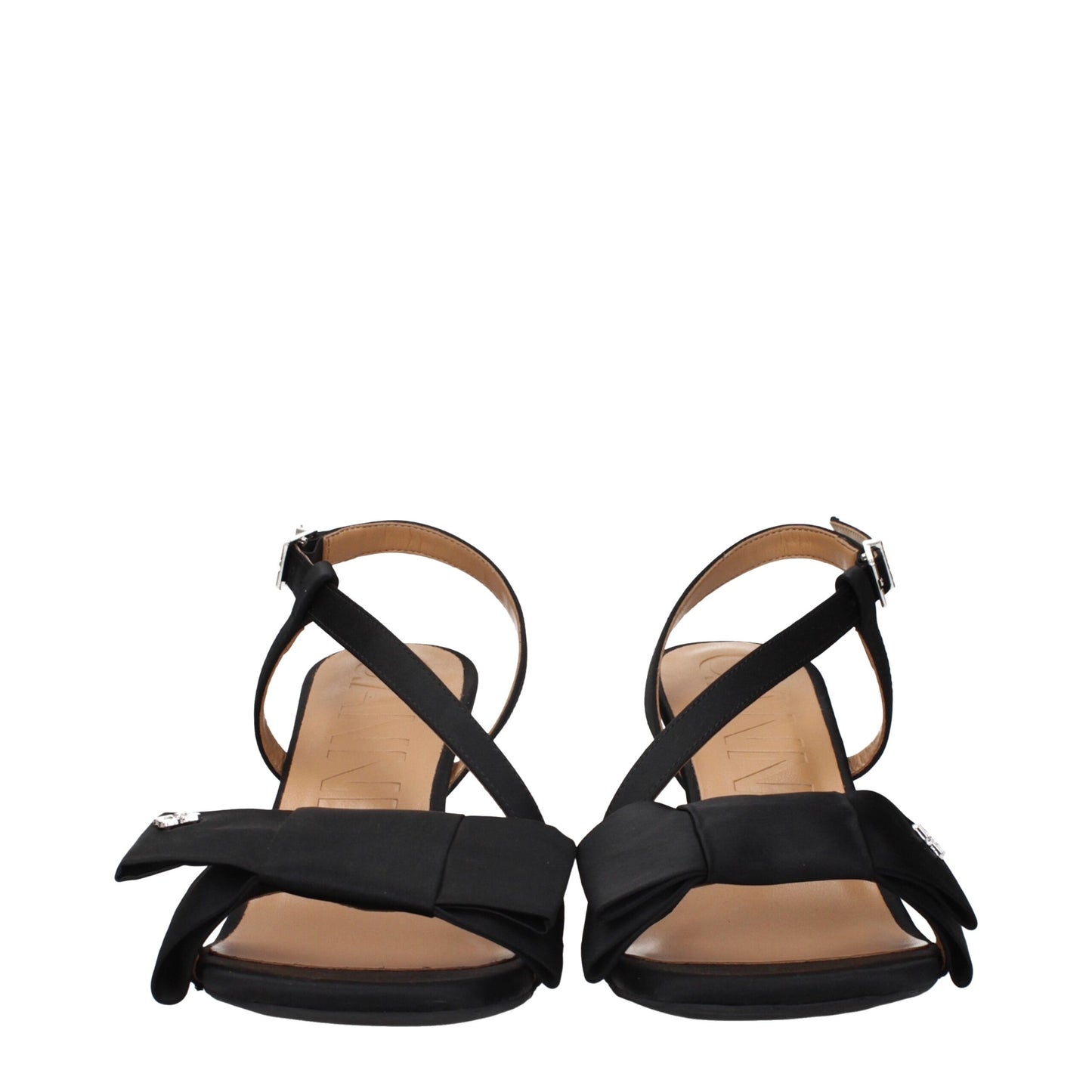 Ganni Schwarze Stoff-Stiletto-Sandalen