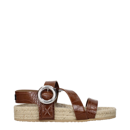 Stella McCartney – Flache Sandalen aus braunem Leder