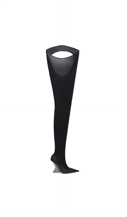 The Attico Overknee-Slip aus schwarzem Stoff