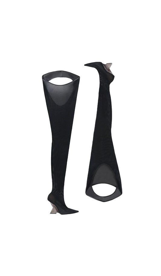 The Attico Overknee-Slip aus schwarzem Stoff