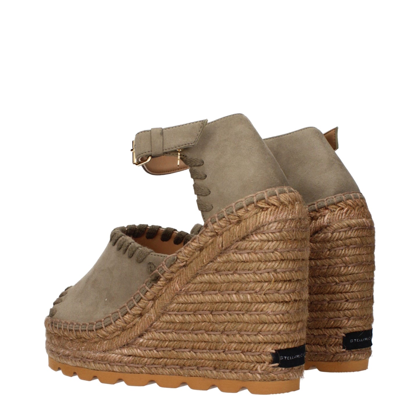 Stella McCartney Grüne Leder-Wedgesandalen