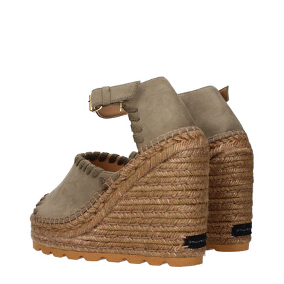 Stella McCartney Grüne Leder-Wedgesandalen
